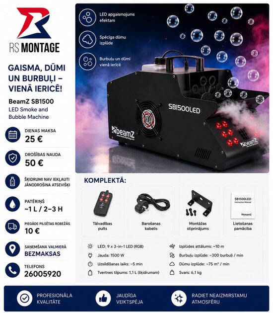 BeamZ SB1500 LED Smoke & Bubble Machine